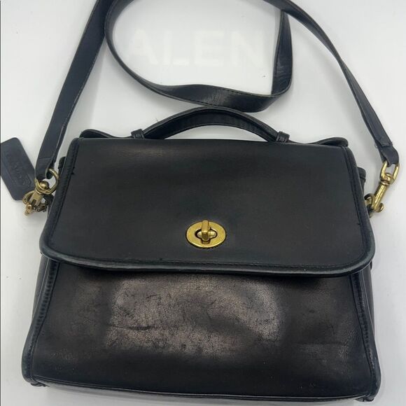 COACH 9870 Vintage Black Leather Crossbody Bag - Picture 2 of 12